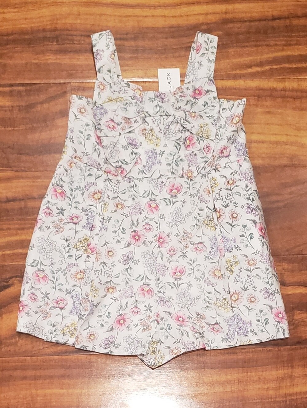 Janie and Jack NWT 2T pastel floral print romper with bow accent